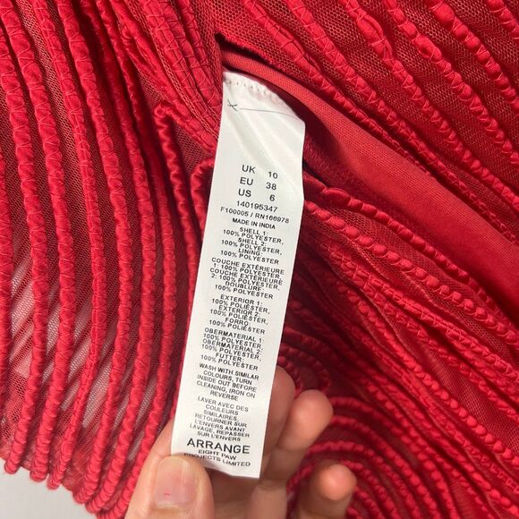 ARRANGE Embroidered Cornelli One Shoulder Red Midi Dress - Picture 4 of 11